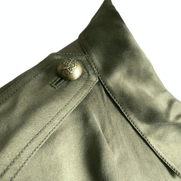 Relative Pi 100% Silk Utility Shirt Jacket in Olive Green | Size L | $395 MSRP - Picture 6 of 15